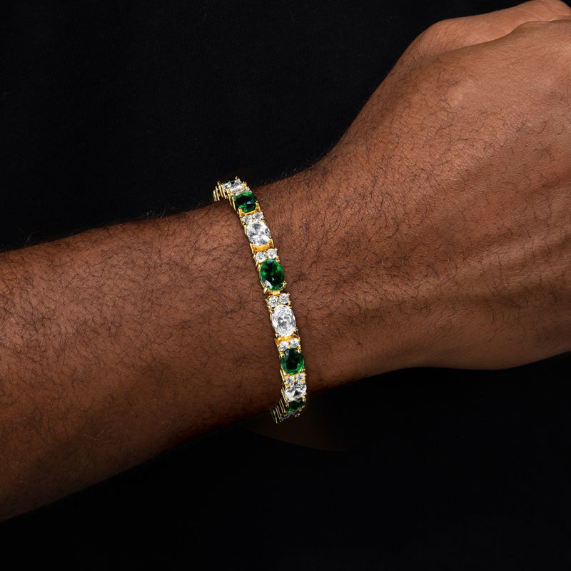 5mm Emerald Oval Tennis Bracelet Gold