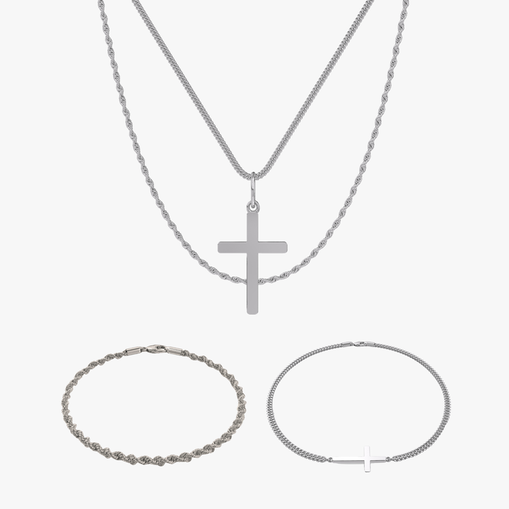 Cross x Rope Set Silver