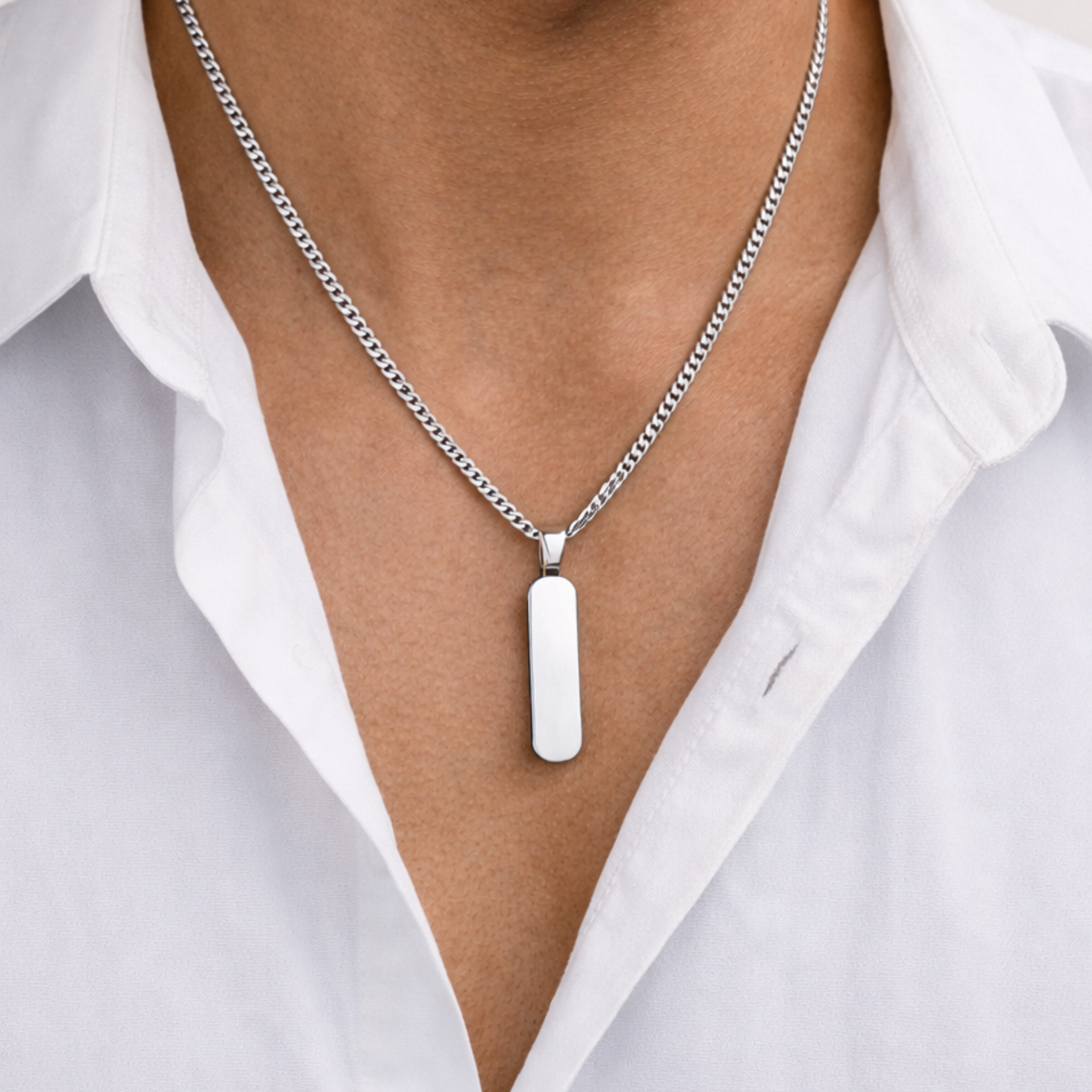 Minimal Pendant Set Silver Chain