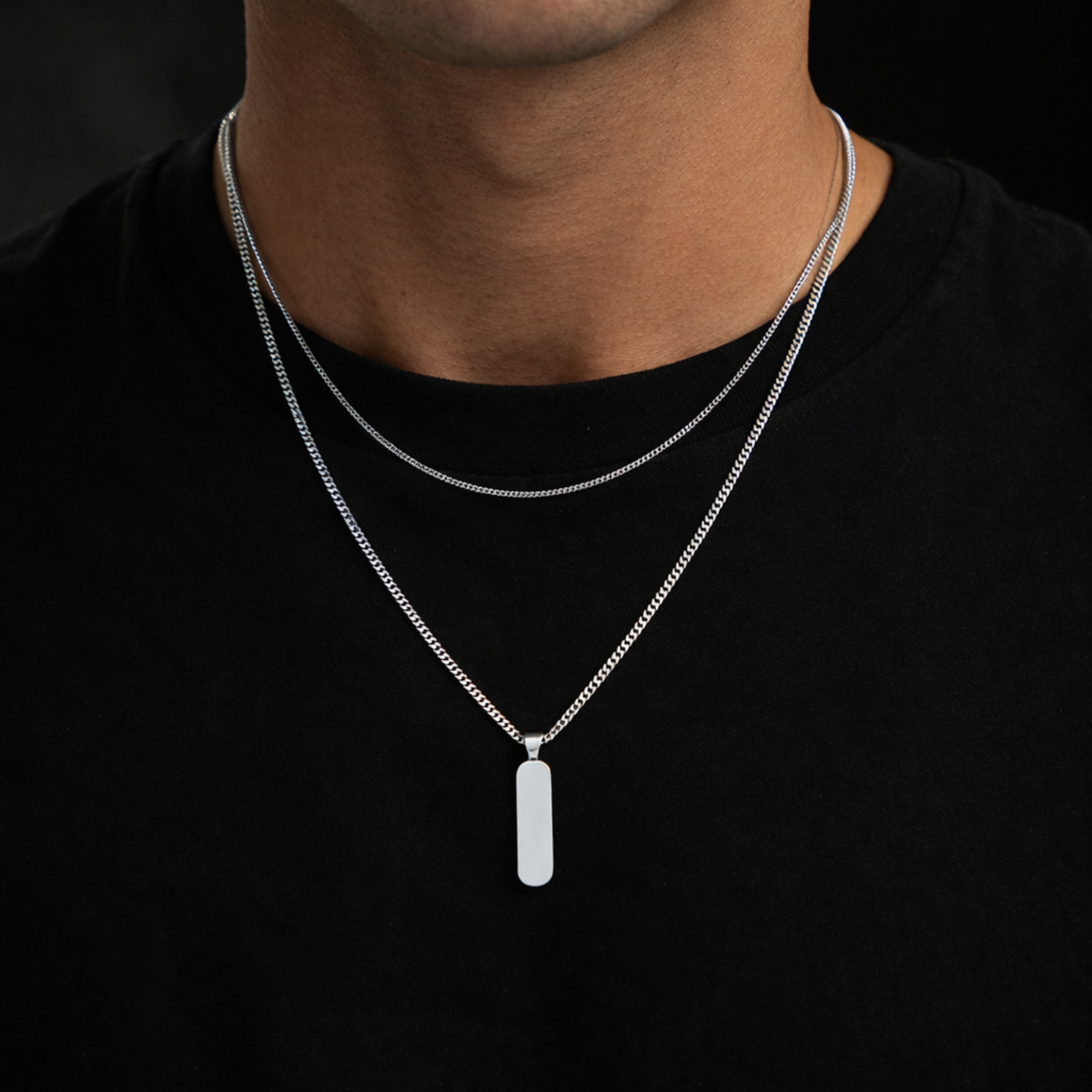 Minimal Pendant Set Silver Chain