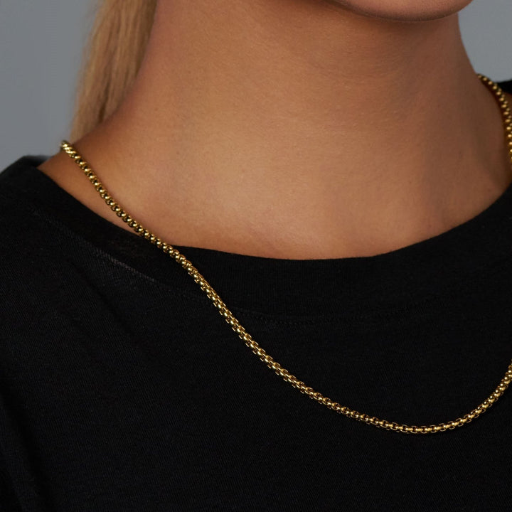 Women's Gold 3mm Round Box Chain
