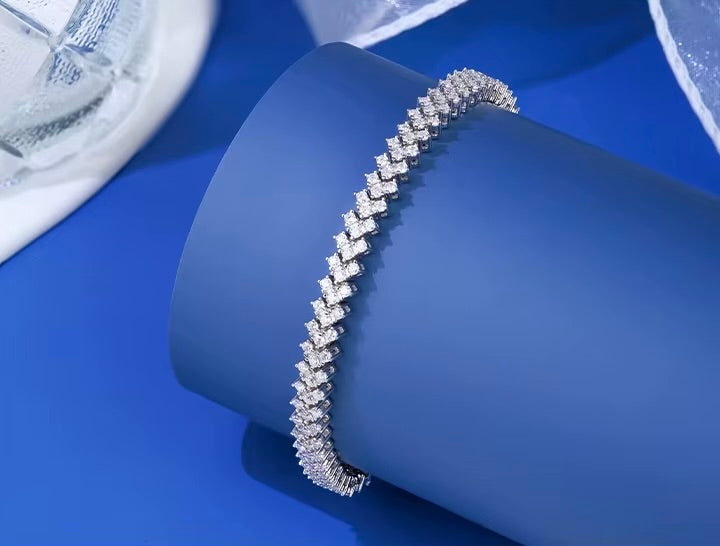 Corvanni Signature Square-Set Tennis Bracelet