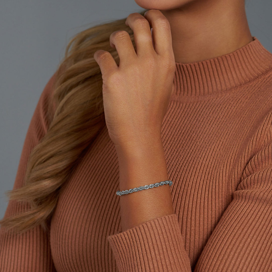 Women's 4mm Silver Rope Bracelet