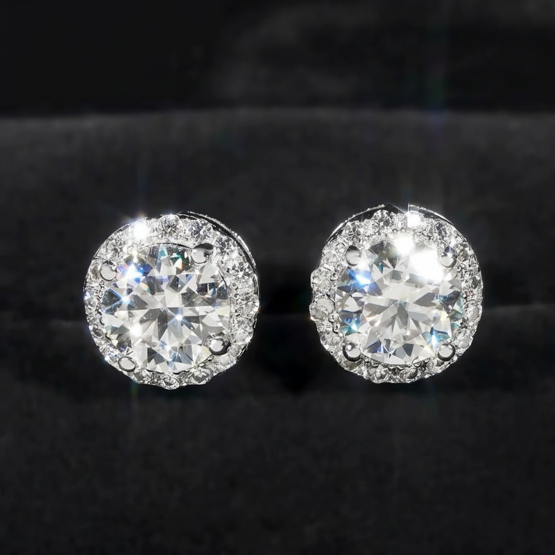 Corvanni Halo Gemstone Studs