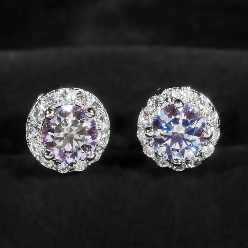 Corvanni Halo Gemstone Studs