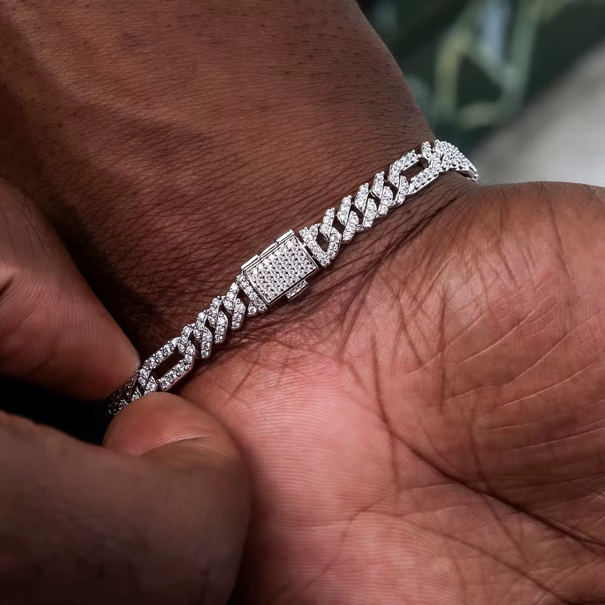 6mm Iced Figaro Link Bracelet