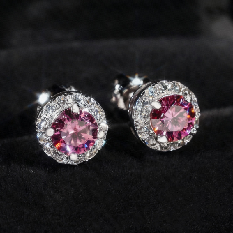 Corvanni Halo Gemstone Studs