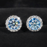 Corvanni Halo Gemstone Studs