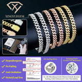 Spot Wholesale Unisex Hiphop Jewelry 6mm Mossanite Diamond 18k Gold Plated 925 Silver Cuban Link Bracelet Moissanite for Men