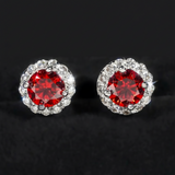 Corvanni Halo Gemstone Studs