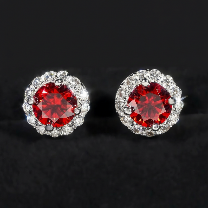 Corvanni Halo Gemstone Studs