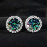 Corvanni Halo Gemstone Studs