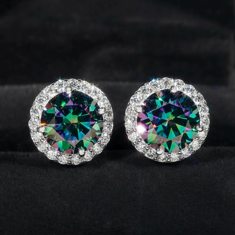 Corvanni Halo Gemstone Studs