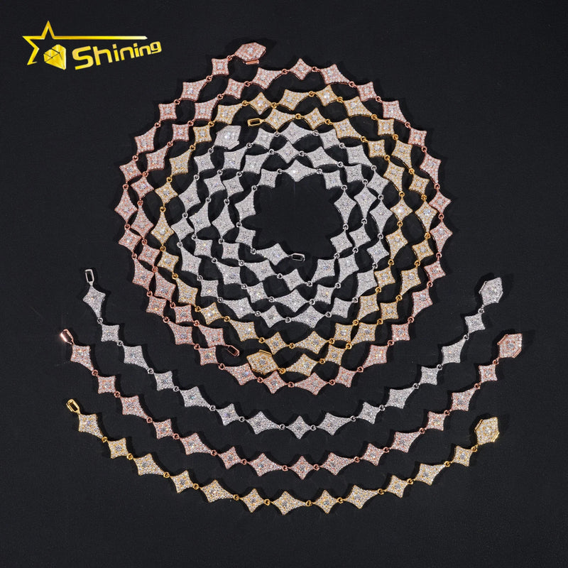 GRA Certified Hip Hop Jewelry 925 Sterling Silver Diamond Iced Out Moissanite Tennis Chain Bracelet Fashion Necklace