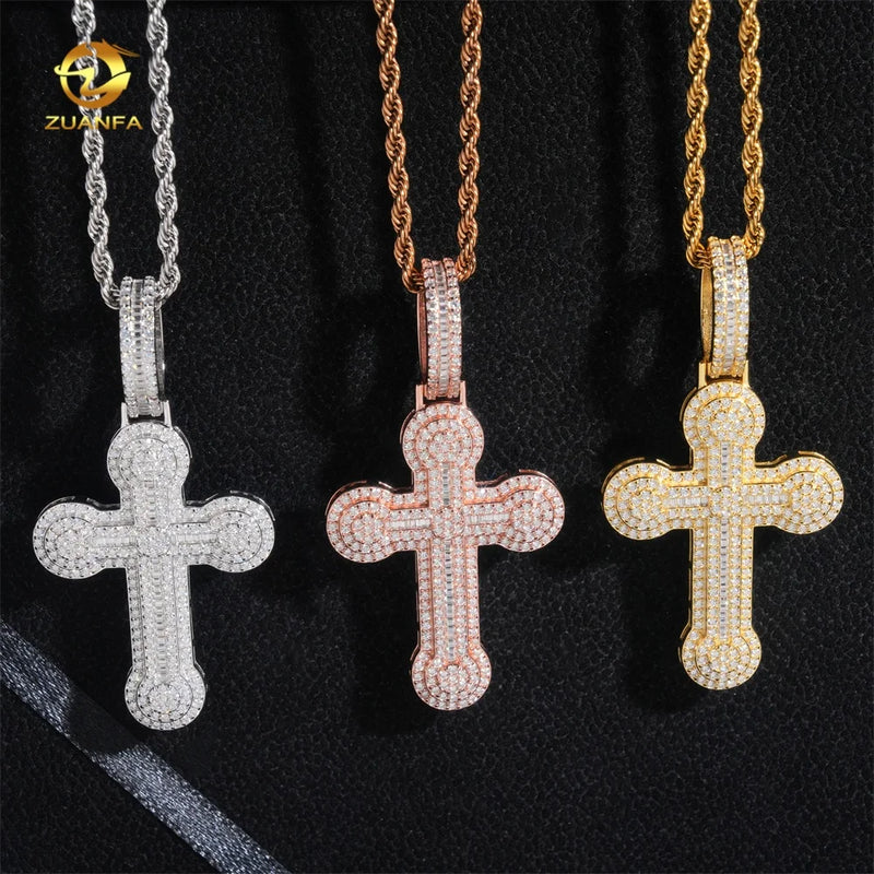 Iced Out Jewelry Fashion GRA Certificate Cross High-end Hip Hop Silver Moissanite Pendant