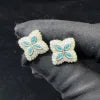 Ready to Ship 15mm Color Moissanite Flower Stud Earrings 925 Silver Hip Hop Earrings Iced Out Earrings Pass Diamond Test
