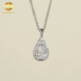 Fashion Women Jewelry Iced Out Pear Cut Diamond Hip Hop Women Link Chain 925 Silver VVS Moissanite Pendant Necklace