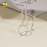 Fashion Women Jewelry Circle Moissanite Diamond Necklace Pendant Sterling Silver 925 Iced Out Charm Necklace