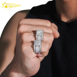 Rappers Jewelry Ready to Ship Gold Plated 925 Sterling Silver Hip Hop Iced Out Diamond Moissanite Ring for Men