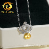Fashion Jewelry Crown Moissanite Diamond Necklace Women Jewelry Sterling Silver 925 Iced Out Initial Necklace