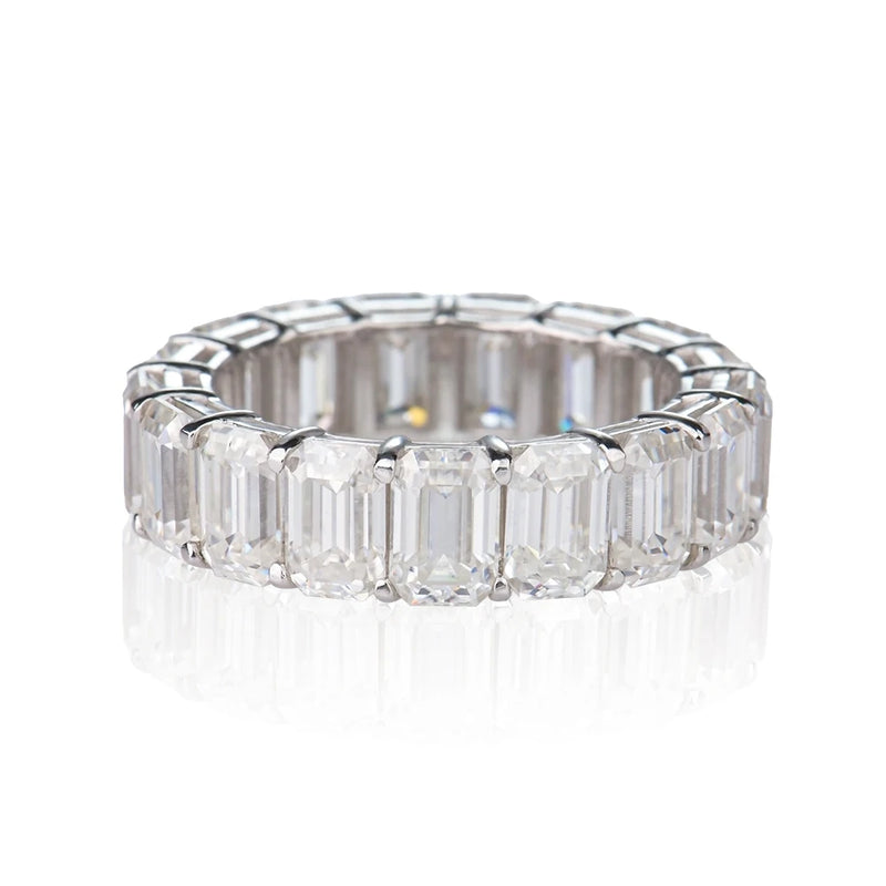 Fashion Emerald Eternity Ring  S925 SILVER Special Style Unisex Style   Moissanite Emerald Ring
