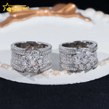 Rappers Jewelry Ready to Ship Gold Plated 925 Sterling Silver Hip Hop Iced Out Diamond Moissanite Ring for Men