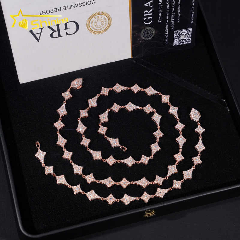 GRA Certified Hip Hop Jewelry 925 Sterling Silver Diamond Iced Out Moissanite Tennis Chain Bracelet Fashion Necklace