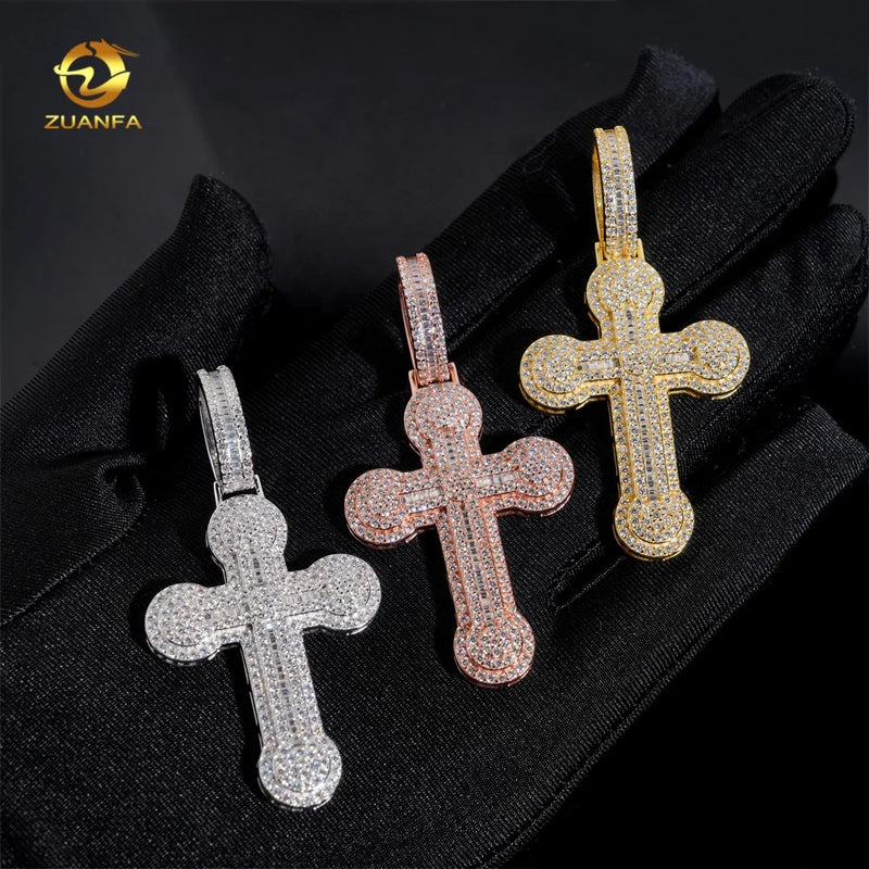 Iced Out Jewelry Fashion GRA Certificate Cross High-end Hip Hop Silver Moissanite Pendant