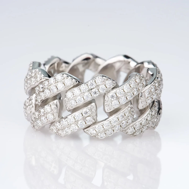 Stocks Fine Jewelry Moissanite Necklace 925 Sterling Silver VVS1 DEF Color Moissanite Miami Cuban Rings Hip Hop Jewelry