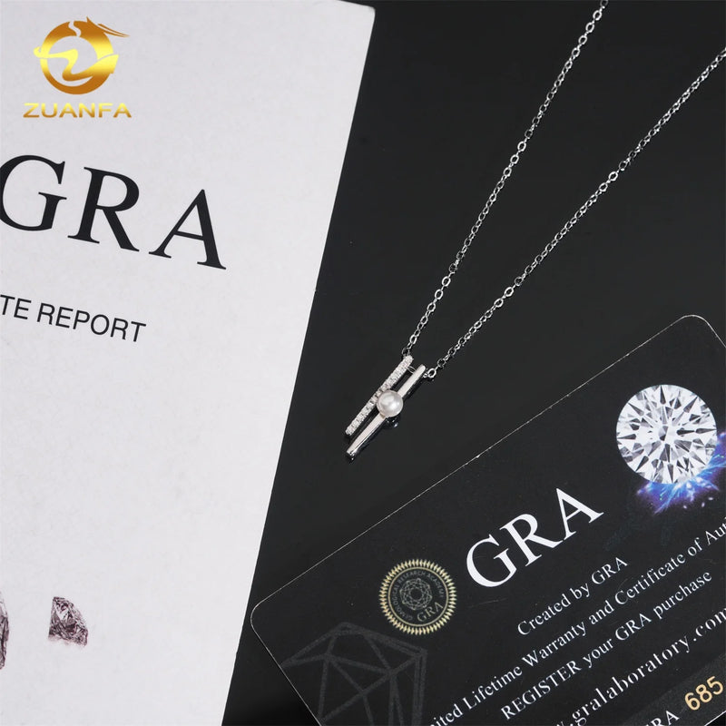 Fashion Jewelry 925 Sterling Silver Women Necklace Iced Out Moissanite Diamond Initial Necklace Pass Diamond Tester