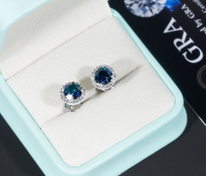 Corvanni Halo Gemstone Studs