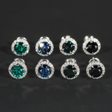 Corvanni Halo Gemstone Studs