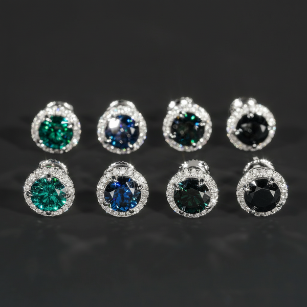 Corvanni Halo Gemstone Studs