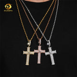 Ready to Ship Iced Out Cross Pendant Solid Silver With Moissanite Diamond Hip Hop Pendant