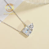 Two PC Moissanite Dimoand Pendant Necklace 925 Sterling Silver Mix Radiant and Heart Cut Necklace Iced Out Women Jewelry