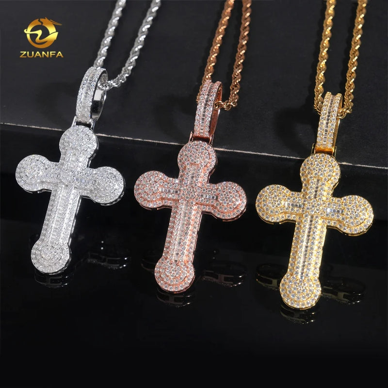 Iced Out Jewelry Fashion GRA Certificate Cross High-end Hip Hop Silver Moissanite Pendant