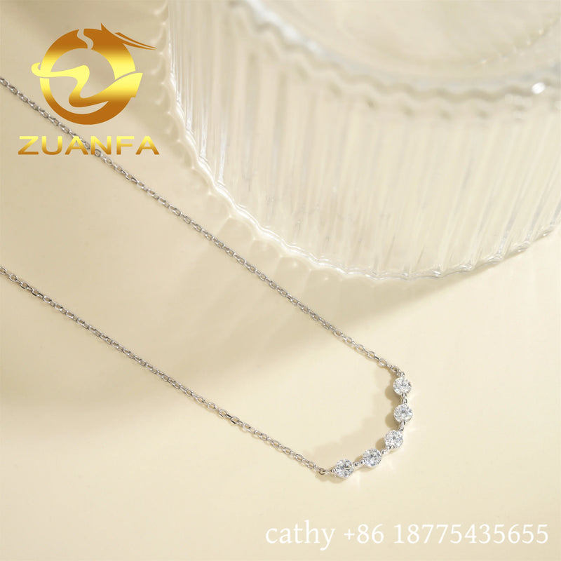 Beautiful Jewelry Sterling Silver 925 Women Necklace Smile Necklace Iced Out Moissanite Necklace Pass Diamond Tester