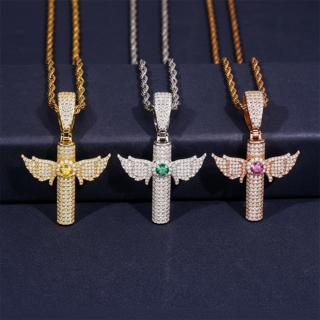 Corvanni Angel Wing Cross Pendant