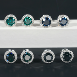 Corvanni Halo Gemstone Studs