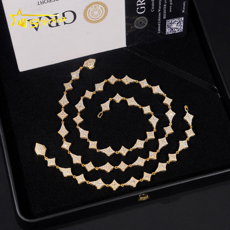 GRA Certified Hip Hop Jewelry 925 Sterling Silver Diamond Iced Out Moissanite Tennis Chain Bracelet Fashion Necklace