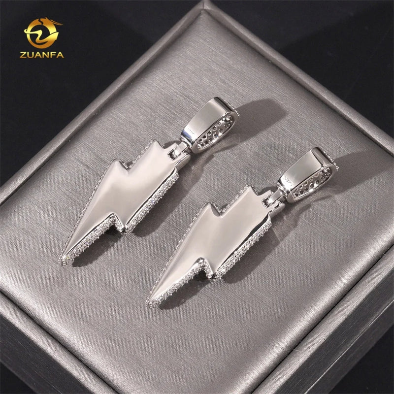 Pass Diamond Tester Two Tone Lightning Custom Iced Out 925 Sterling Silver Hip Hop Moissanite Pendant