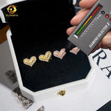 Fashion Jewelry Heart Shape Iced Out Rose Gold Hip Hop 925 Sterling Silver Moissanite Earrings