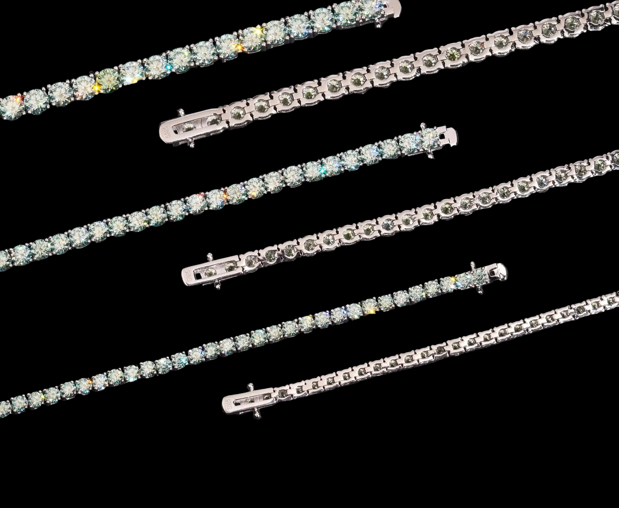 Corvanni Classic Round-Cut Green Tennis Bracelet (3mm / 4mm)