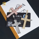 Ready to Ship Iced Out Cross Pendant Solid Silver With Moissanite Diamond Hip Hop Pendant