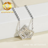 Fashion Jewelry Crown Moissanite Diamond Necklace Women Jewelry Sterling Silver 925 Iced Out Initial Necklace