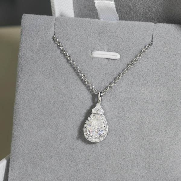 Corvanni Pear Cut Halo Necklace