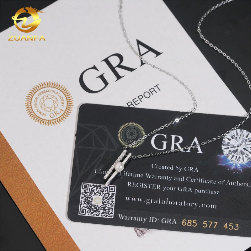 Fashion Jewelry 925 Sterling Silver Women Necklace Iced Out Moissanite Diamond Initial Necklace Pass Diamond Tester