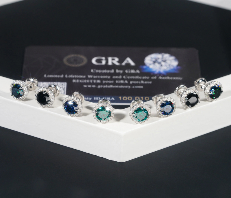 Corvanni Halo Gemstone Studs