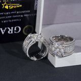 Rappers Jewelry Ready to Ship Gold Plated 925 Sterling Silver Hip Hop Iced Out Diamond Moissanite Ring for Men