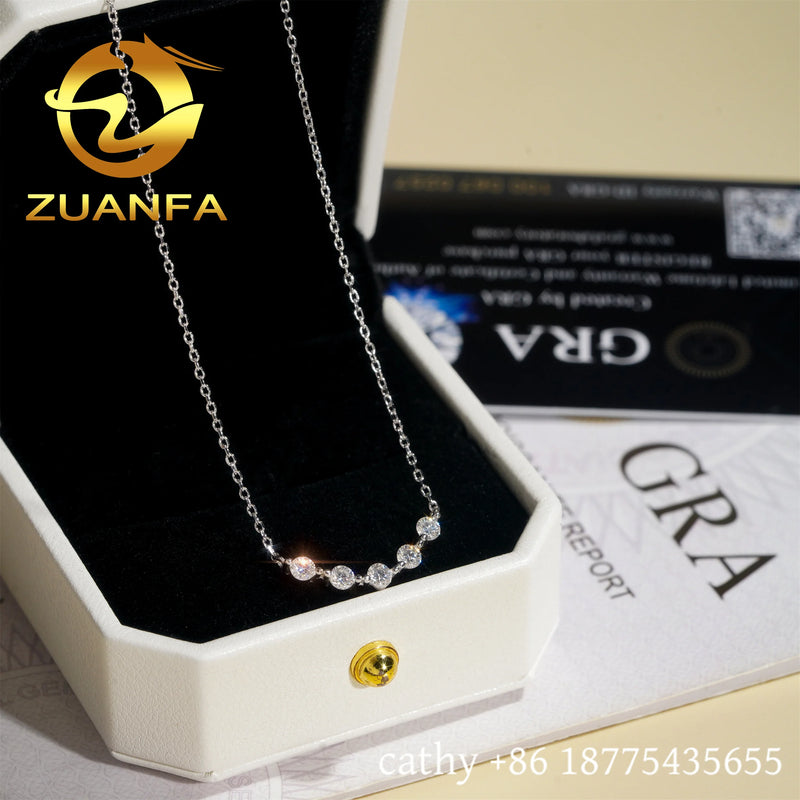 Beautiful Jewelry Sterling Silver 925 Women Necklace Smile Necklace Iced Out Moissanite Necklace Pass Diamond Tester